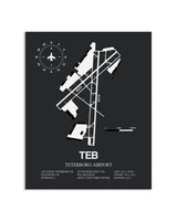 Gray Framed Teterboro Airport layout wall art poster