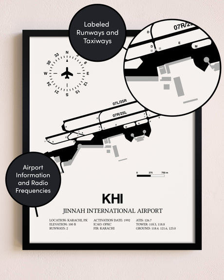 Framed Jinnah International Airport layout wall art poster