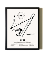 Framed Suffolk Executive Airport wall art poster in black frame