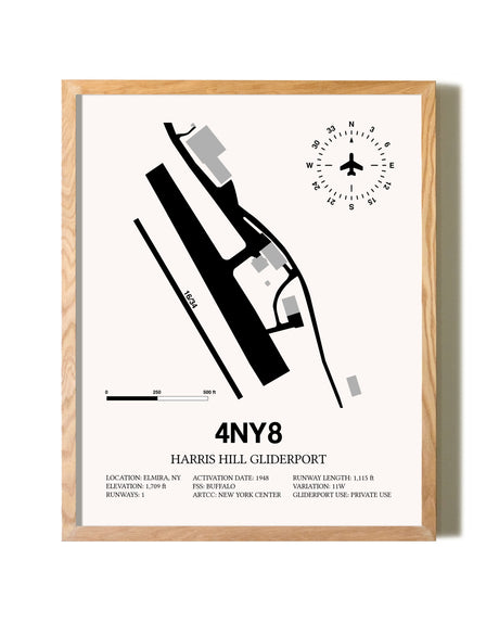 Harris Hill Gliderport framed print in natural wood frame