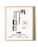 Fort Worth Spinks Airport framed wall art in white frame