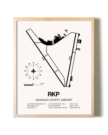 Aransas County Airport framed wall art in white frame