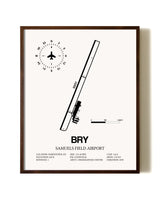 Samuels Field Airport aviation print in walnut frame