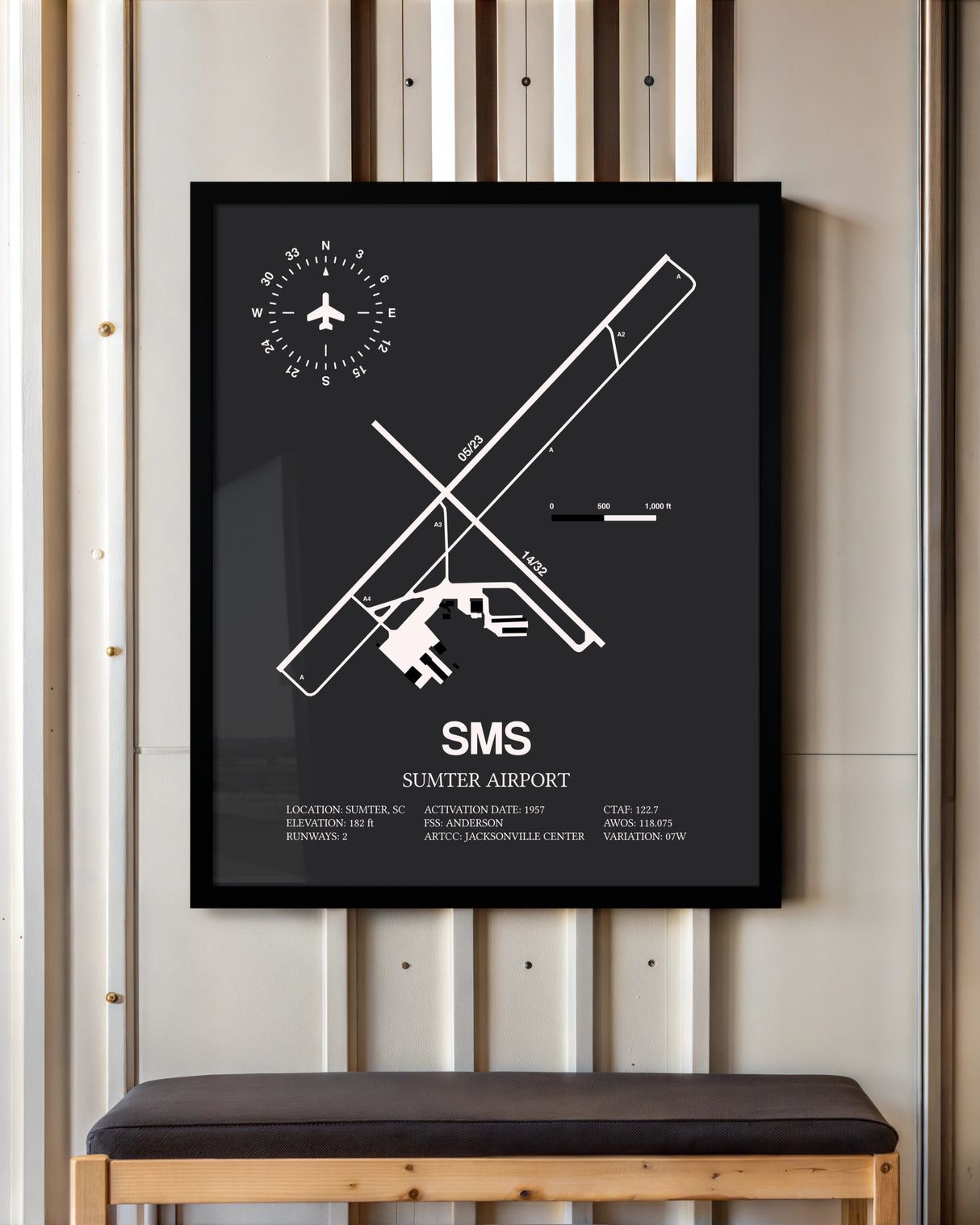 Frame color options for Sumter Airport Wall Art