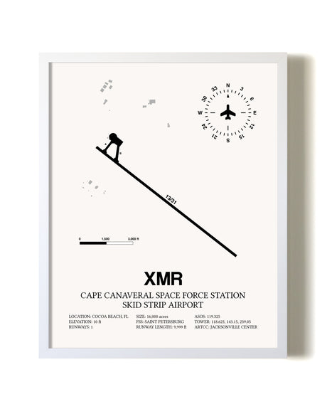 Cape Canaveral Space Force Station Skid Strip Airport airport map poster in oak frame