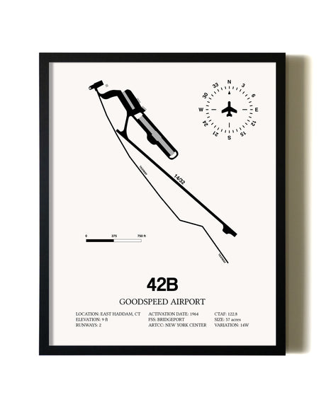 Framed Goodspeed Airport wall art poster in black frame