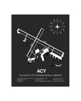 Gray Framed Atlantic City International Airport layout wall art poster