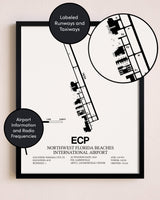 Framed Northwest Florida Beaches International Airport layout wall art poster