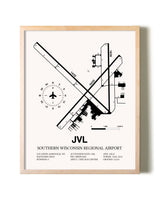 Southern Wisconsin Regional Airport framed wall art in white frame