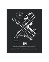 Gray Framed Abraham Lincoln Capital Airport layout wall art poster