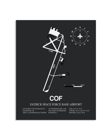 Gray Framed Patrick Space Force Base Airport layout wall art poster