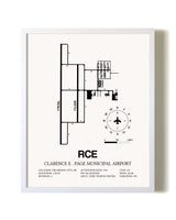 Clarence E. Page Municipal Airport airport map poster in oak frame