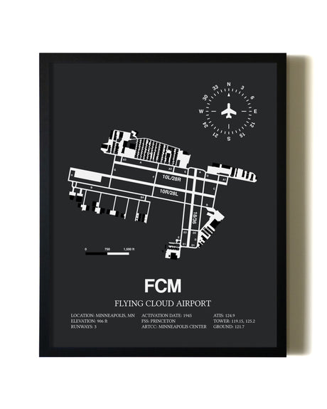 Unframed Flying Cloud Airport map print poster