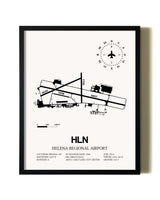 Framed Helena Regional Airport wall art poster in black frame