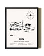 Framed Helena Regional Airport wall art poster in black frame