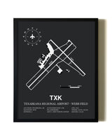Unframed Texarkana Regional Airport-Webb Field map print poster