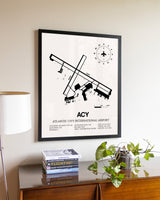 Atlantic City International Airport aviation wall décor in black wood frame