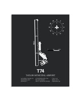 Gray Framed Taylor Municipal Airport layout wall art poster