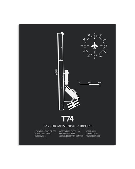 Gray Framed Taylor Municipal Airport layout wall art poster