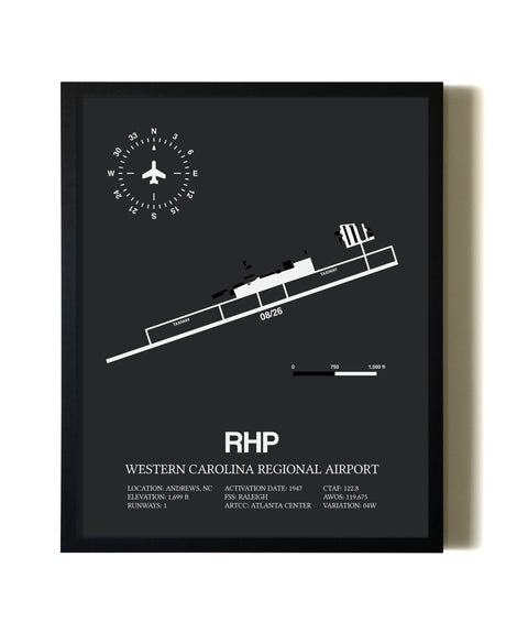 Unframed Western Carolina Regional Airport map print poster