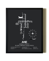 Unframed Anoka County/Blaine Airport (Janes Field) map print poster