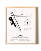 Norwood Memorial Airport framed wall art in white frame