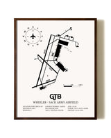 Wheeler-Sack Army Airfield aviation print in walnut frame
