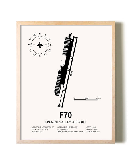 French Valley Airport framed wall art in white frame