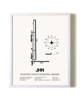 Stanton County Municipal Airport airport map poster in oak frame
