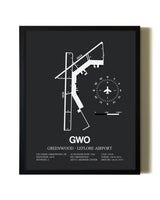 Unframed Greenwood-Leflore Airport map print poster