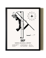 Framed Sebring Regional Airport wall art poster in black frame