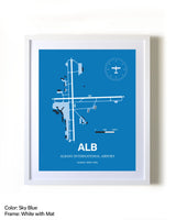 Albany International Airport framed wall art in white frame with mat