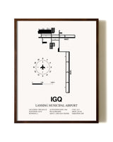 Lansing Municipal Airport aviation print in walnut frame