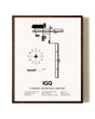 Lansing Municipal Airport aviation print in walnut frame