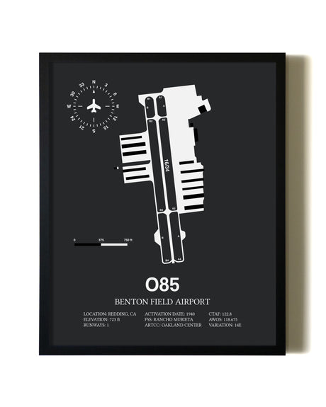 Unframed Benton Field Airport map print poster