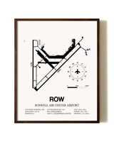 Roswell Air Center Airport aviation print in walnut frame