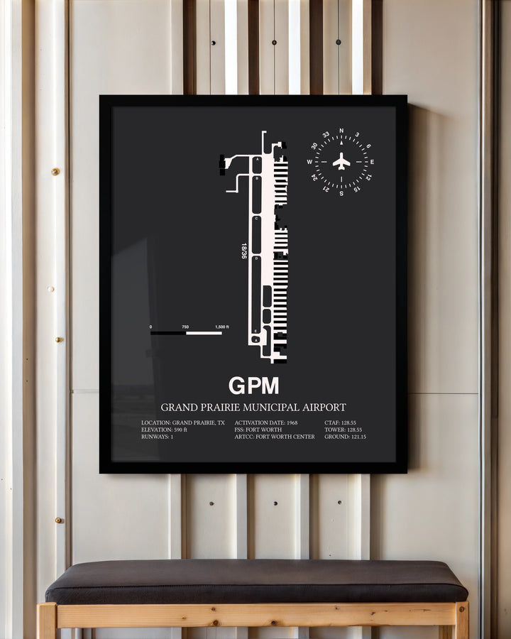 Frame color options for Grand Prairie Municipal Airport Wall Art