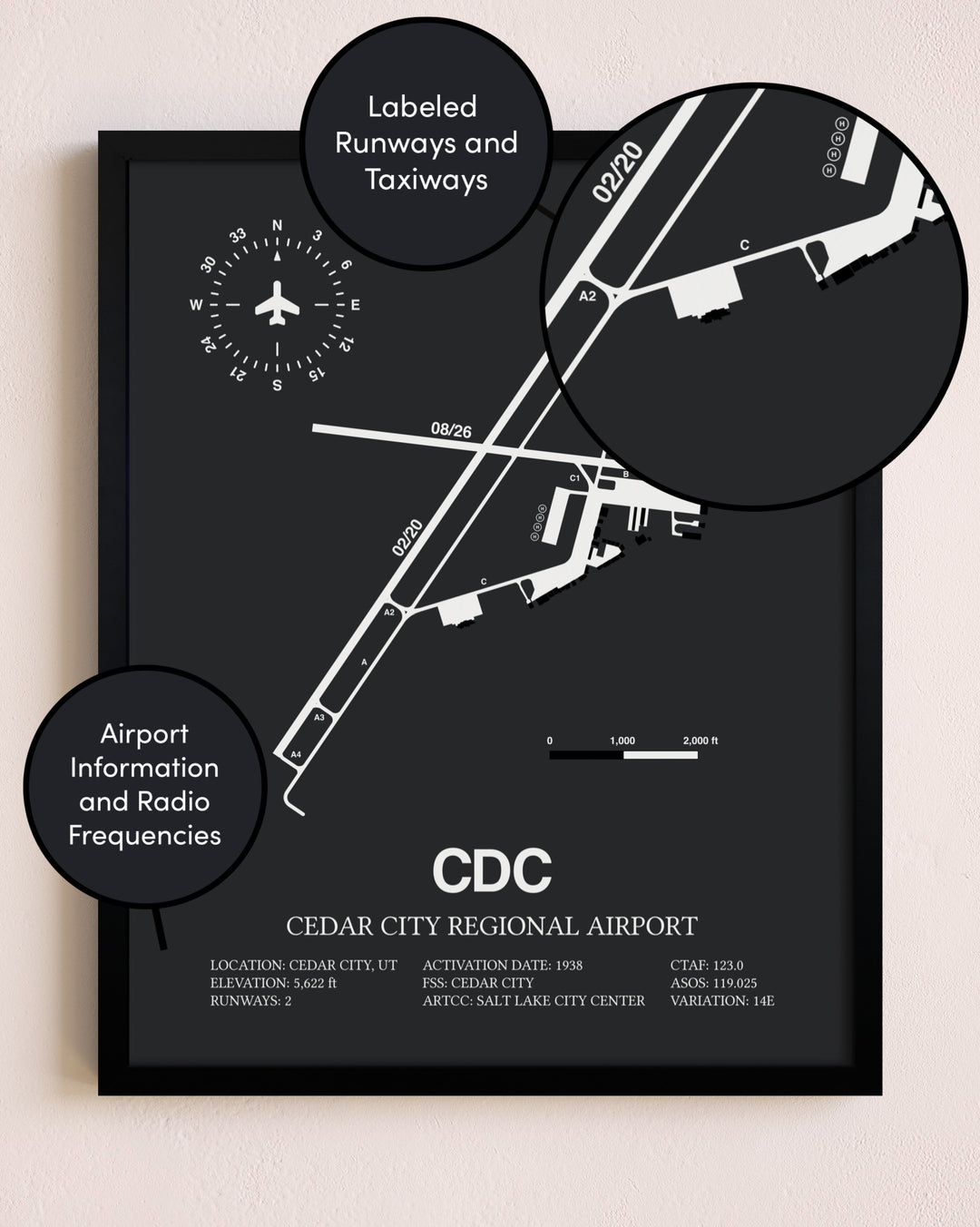 Cedar City Regional Airport poster size comparison chart