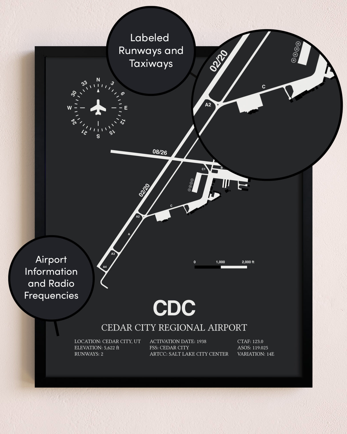 Cedar City Regional Airport poster size comparison chart