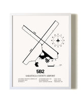 Saratoga County Airport airport map poster in oak frame