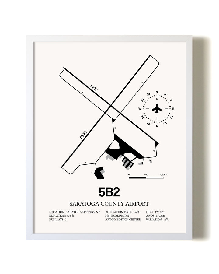 Saratoga County Airport airport map poster in oak frame
