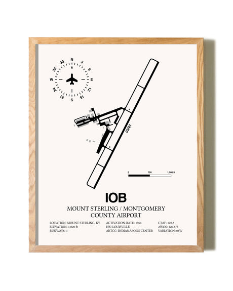 Mount Sterling / Montgomery County Airport framed print in natural wood frame