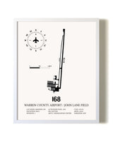 Warren County Airport / John Lane Field airport map poster in oak frame