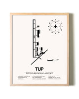 Tupelo Regional Airport framed wall art in white frame