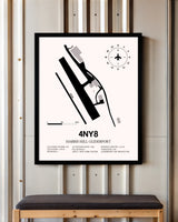 Harris Hill Gliderport framed poster displayed in an airplane hangar