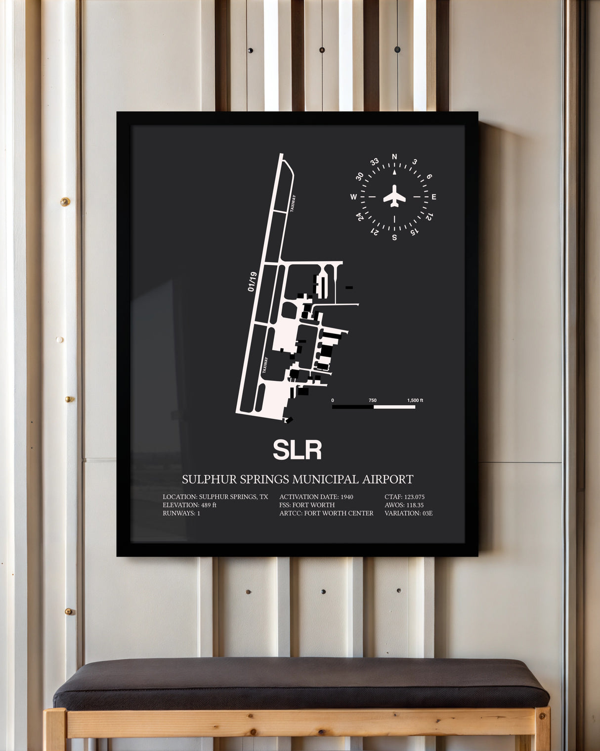 Frame color options for Sulphur Springs Municipal Airport Wall Art