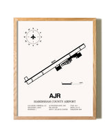 Habersham County Airport framed print in natural wood frame