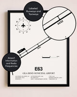 Framed Gila Bend Municipal Airport layout wall art poster