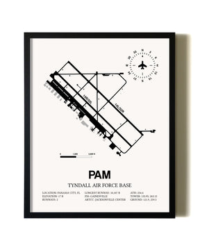 Framed Tyndall Air Force Base wall art poster in black frame