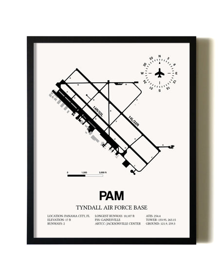 Framed Tyndall Air Force Base wall art poster in black frame
